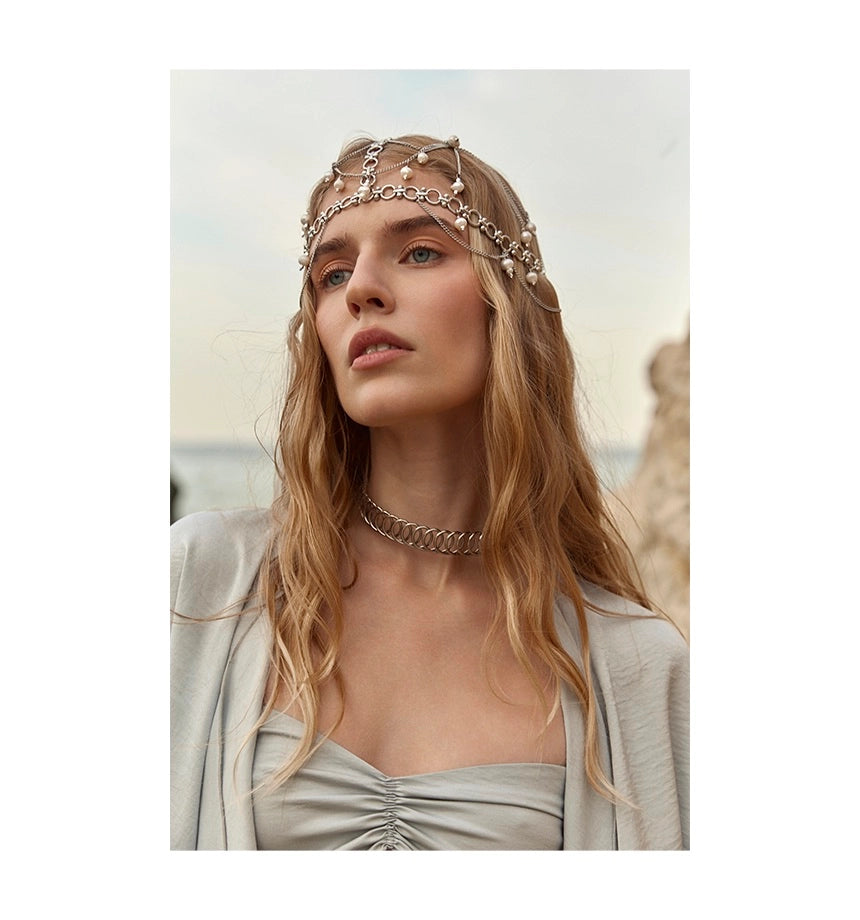Grains de Verre - "KIRA" HAIR ACCESSORIES WITH PEARLS SILVER