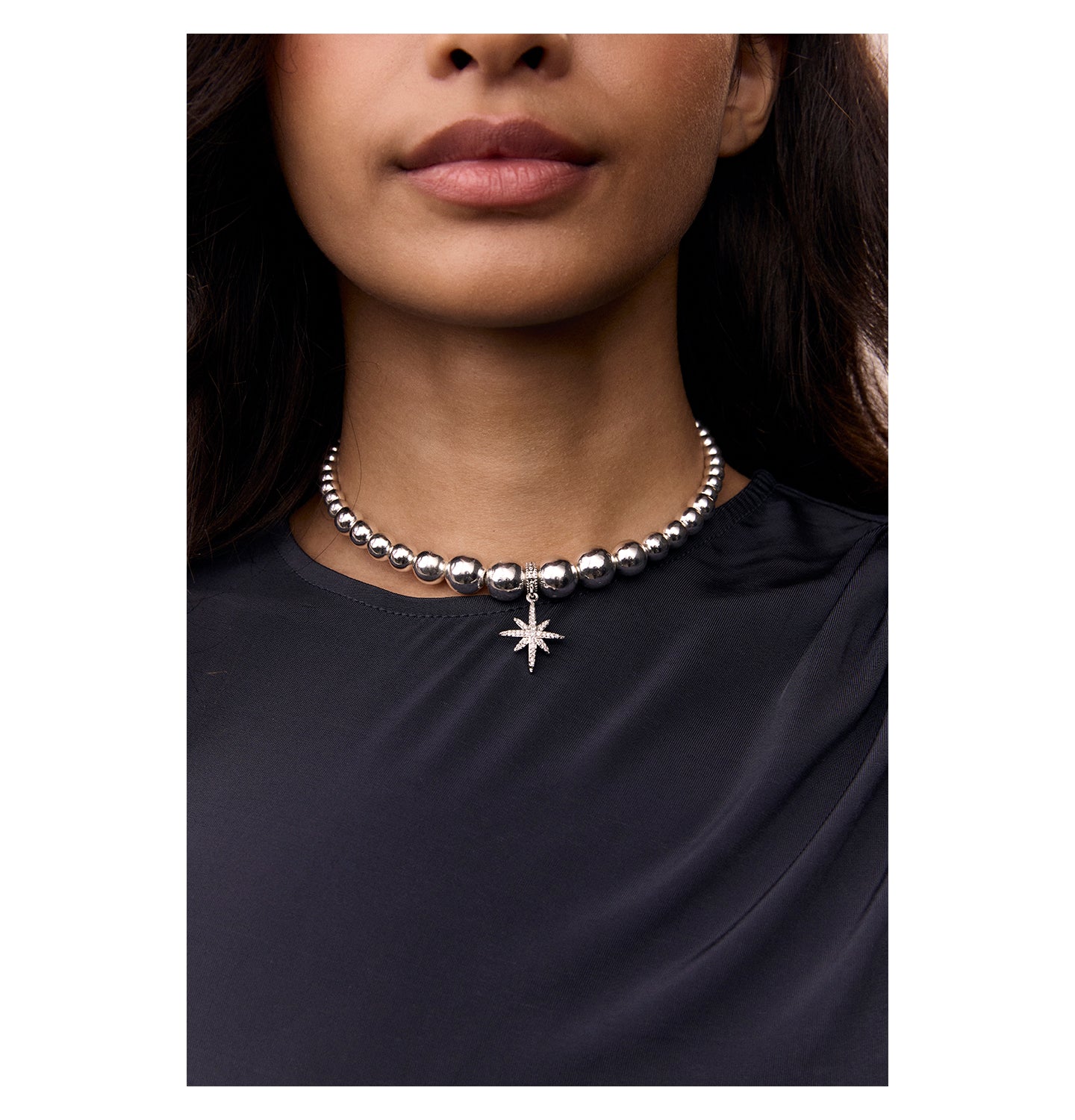 Grains de Verre - CHOKER "NEW YORK STAR" SILVER