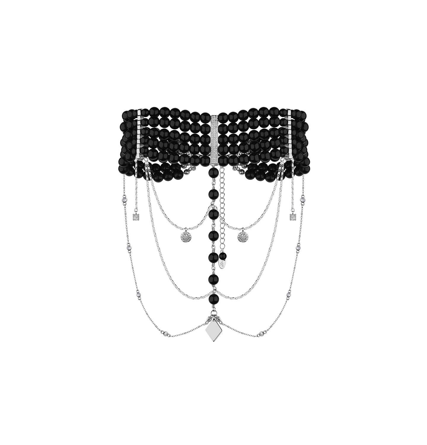 Grains de Verre - "INNOCENT CLASSIC" NECKLACE BLACK WITH SILVER
