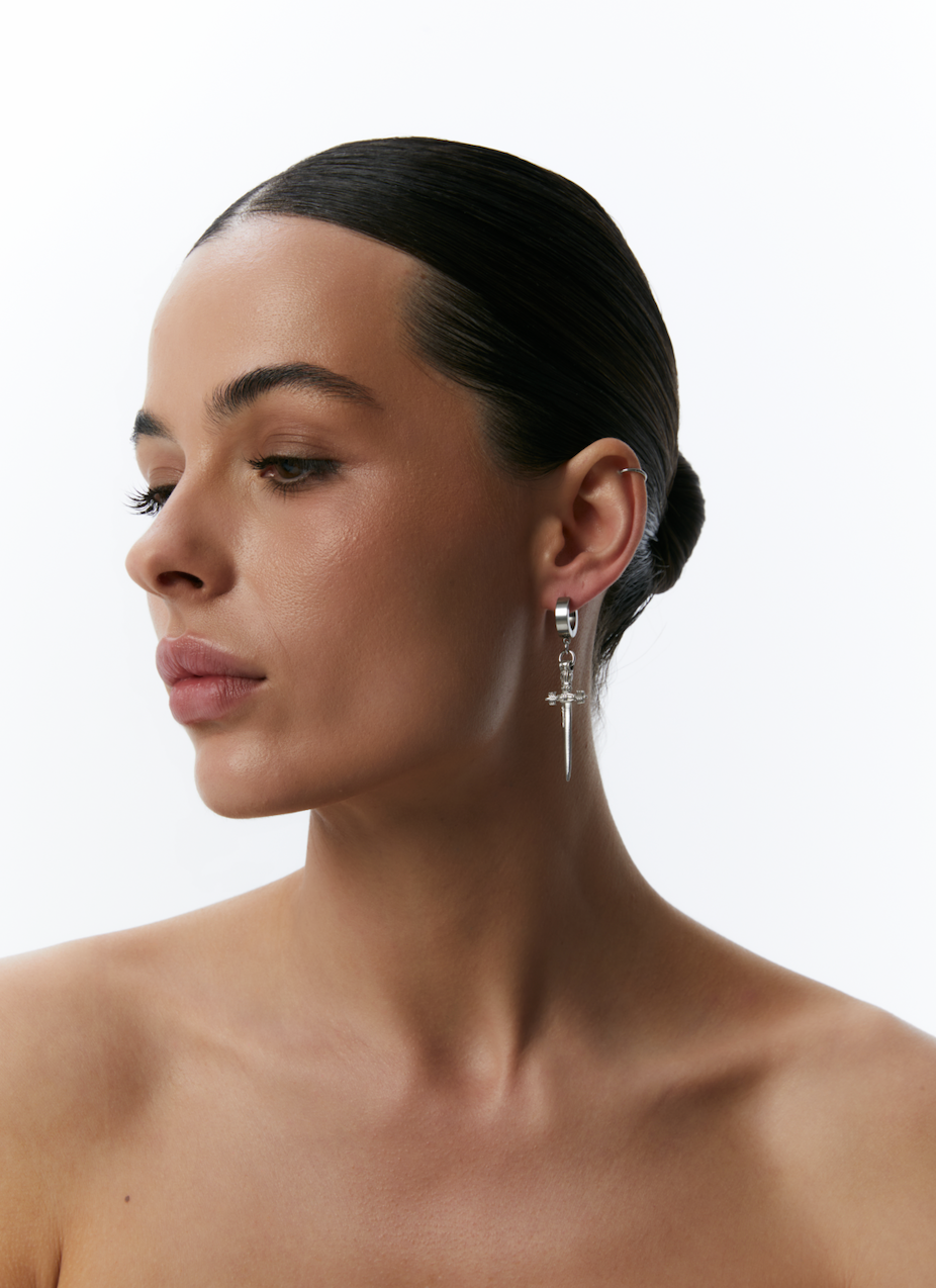 Grains de Verre - "SWORD" EARRINGS SILVER