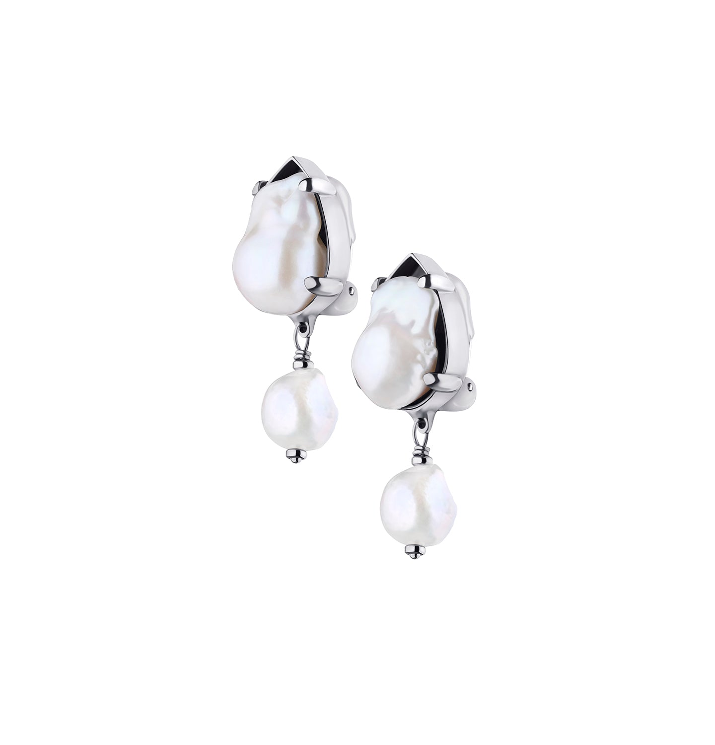 Grains dev Verre - "ODESA" CLIP EARRINGS SILVER