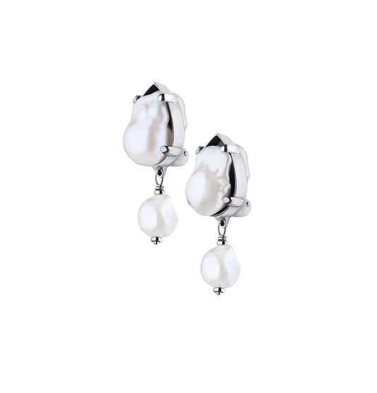 Grains dev Verre - "ODESA" CLIP EARRINGS SILVER