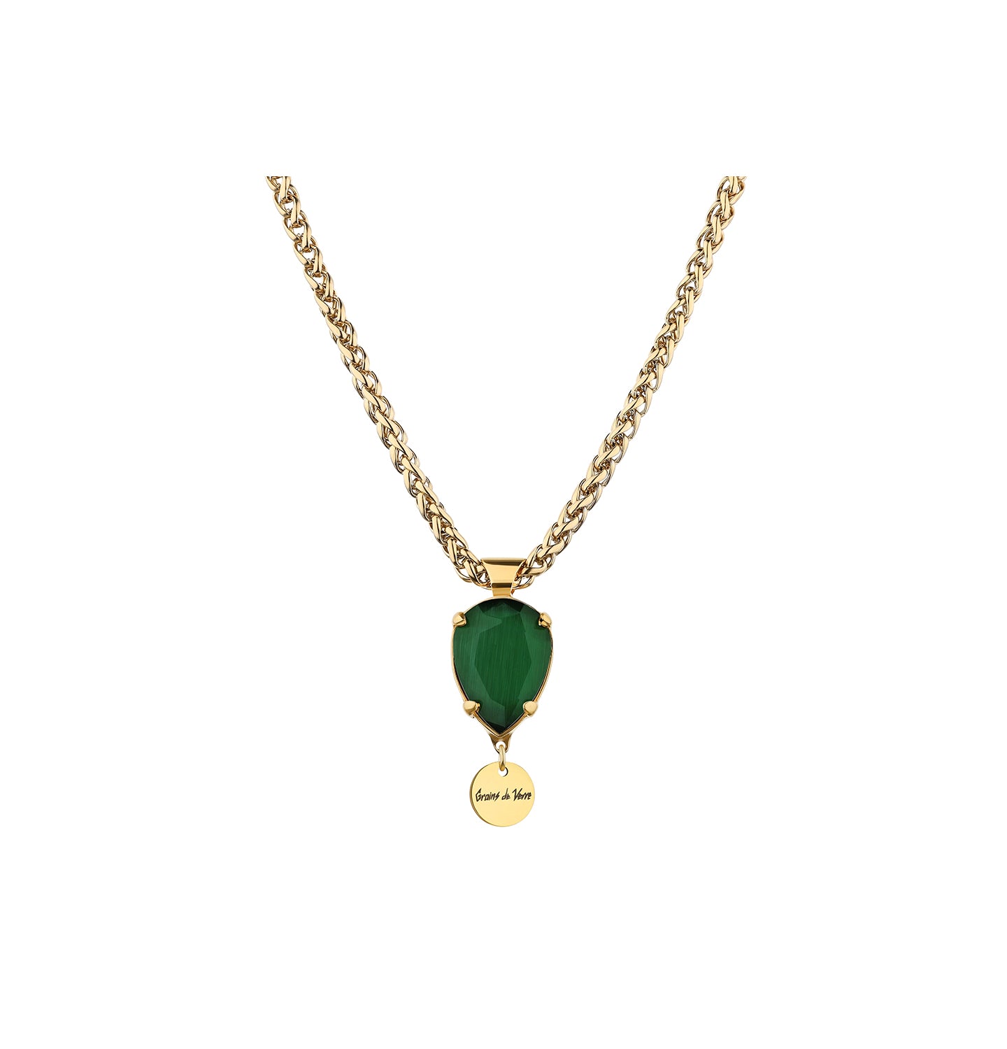 Grains de Verre - "RADIANCE” NECKLACE GREEN GOLDEN