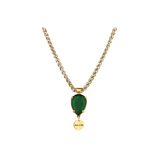Grains de Verre - "RADIANCE” NECKLACE GREEN GOLDEN