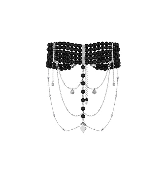 Grains de Verre - "INNOCENT CLASSIC" NECKLACE BLACK WITH SILVER