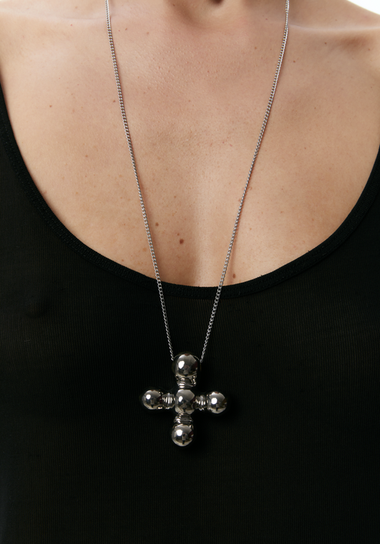 Grains de Verre - "BLOOM" CERAMIC NECKLACE SILVER