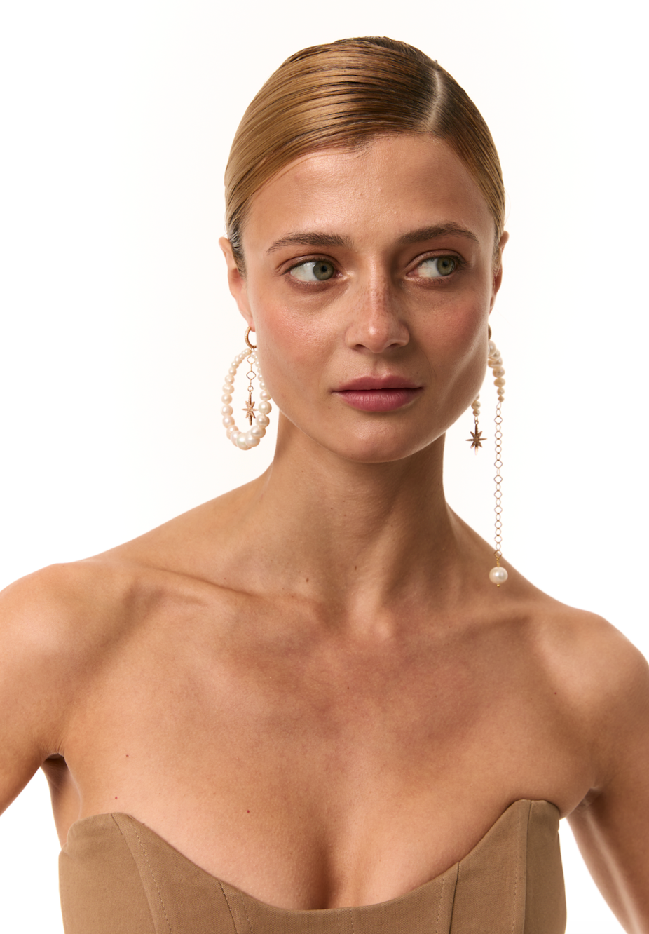 Grains de Verre - ASYMMETRICAL PEARLS EARRINGS WITH "MORNING STAR" GOLD