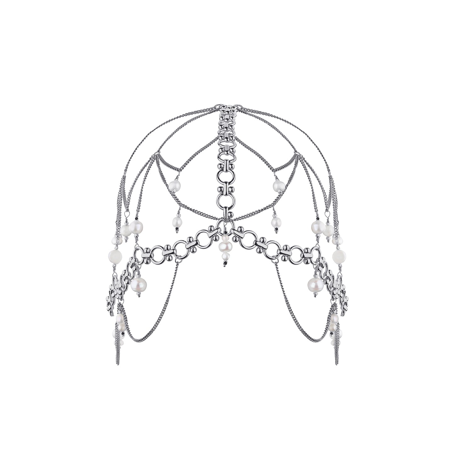 Grains de Verre - "KIRA" HAIR ACCESSORIES WITH PEARLS SILVER